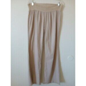 Kiss & Cry Womens‎ Pants XL Beige Linen Blend Wide Leg Conform Beachy Casual